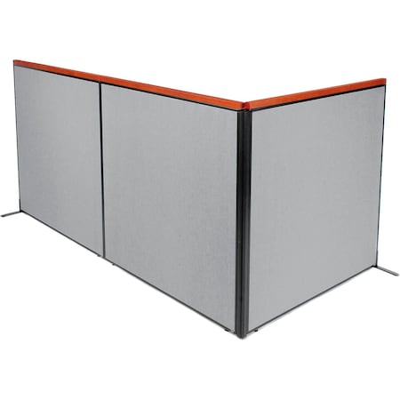 Interion By Global Industrial Interion Deluxe Freestanding 3-Panel Corner Room Divider, 60-1/4inW x 61-1/2inH, Gray 695154GY